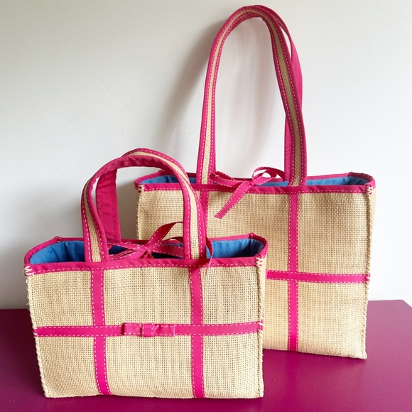 Ralph Lauren Handbags - Set of 2 Ralph Lauren rattan picnic style tote bags